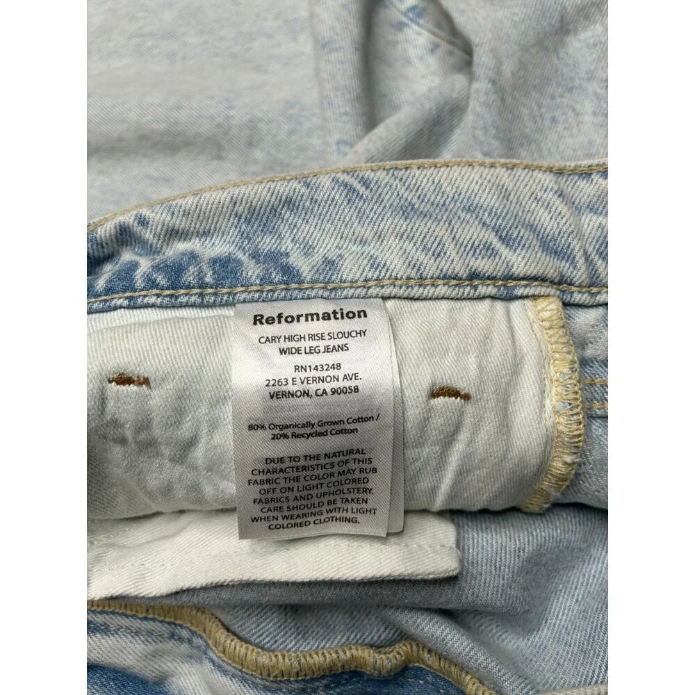 Reformation Cary High Rise Slouchy Wide Leg Jeans Shasta Light Wash Size 32